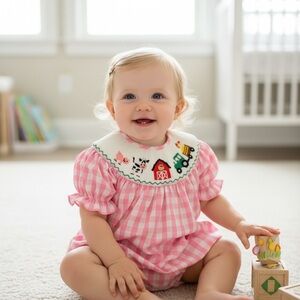 Pink Gingham Kids Casual Dress 12M